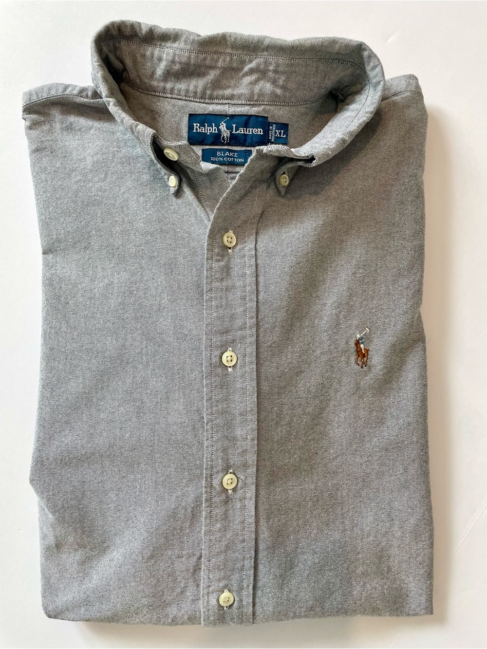 Ralph Lauren Blake Men's Heather Gray Button-Down Oxford Shirt with Polo Pony